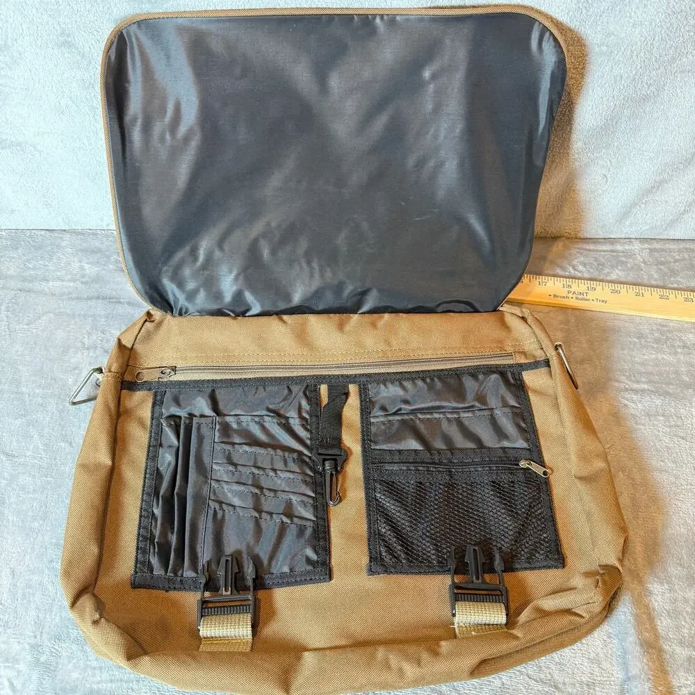Alpine Canvas Messenger Laptop Work Travel Briefcase Bag Tan Bag